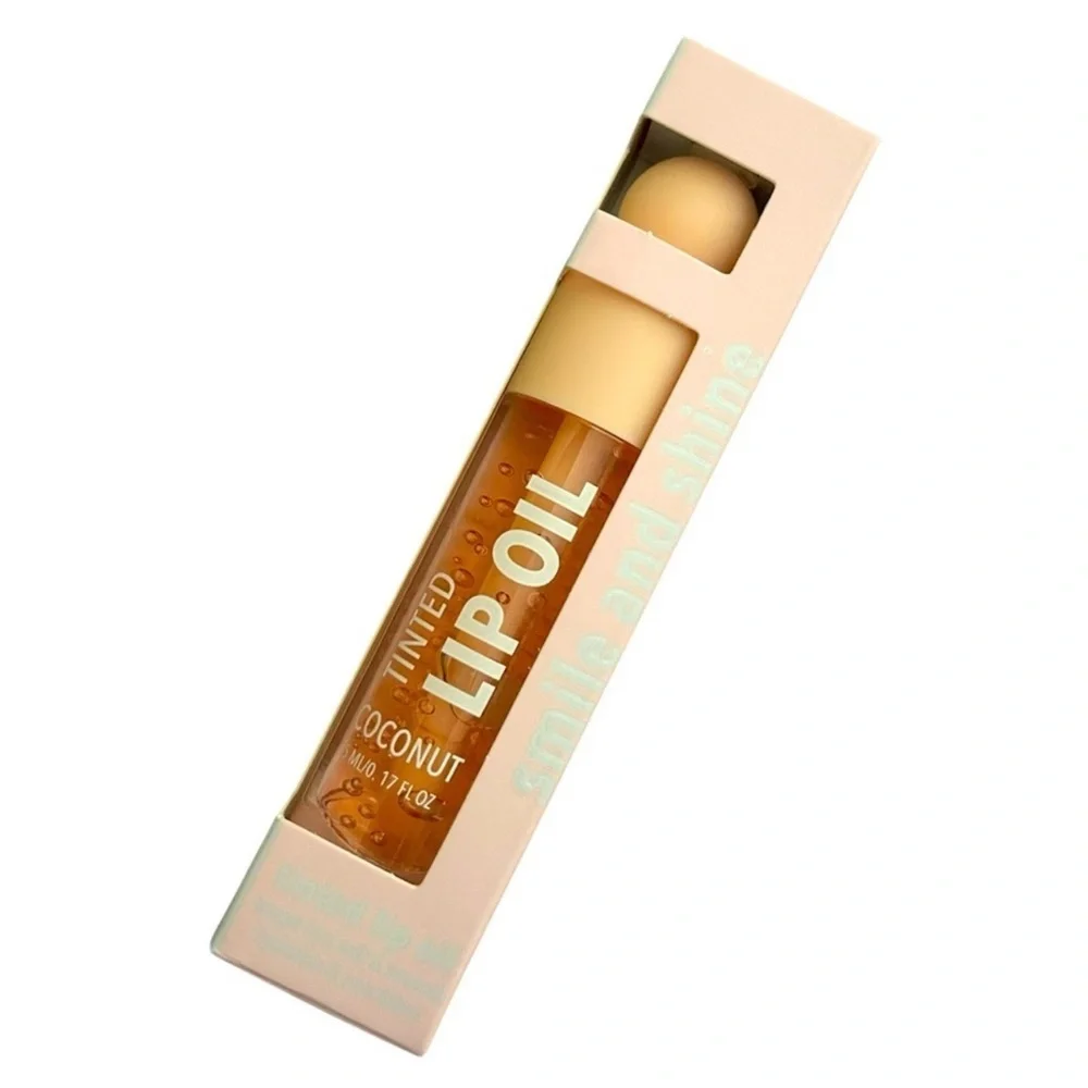 SMILE & SHINE Coconut Tinted Lip Oil, Sheer Tan, 0.17 fl oz